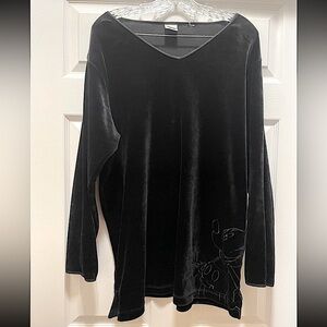 Vintage Disney Store Black Velvet Mickey Mouse Sweater Winter Chic Warm Size 3XL
